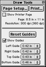 Printer controls in a draw tool floating window