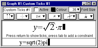 A custom ticks window with its keystroke field