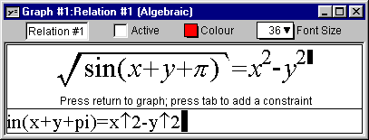 An algebraic window with its keystroke field