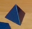 Aluminum tetrahedron, painted blue