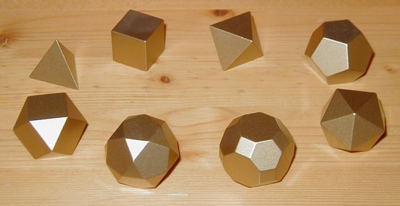 Aluminum polyhedra, painted gold